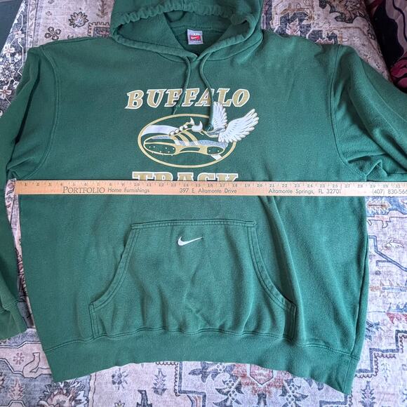 Vintage Nike Track Hoodie Embroidered Swoosh Pullover Green Sweatshirt XXL - Picture 6 of 10